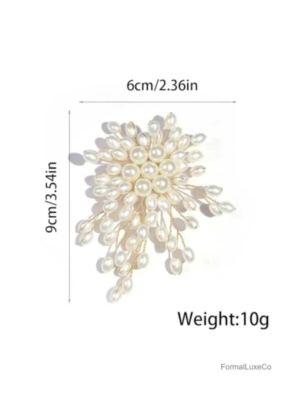 Vintage Gold Plated Large Pearl Flower Brooch Pin for Women, Trendy Prom Dress